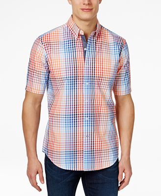 Club Room Men's Plaid Short-Sleeve Shirt, Created for Macy's - Casual ...