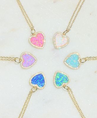 Heart Necklace with Lab-Grown Opal in 14k Gold Plated Sterling Silver