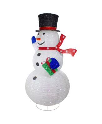 71" LED Lighted Iridescent Twinkling Snowman Outdoor Christmas Decoration