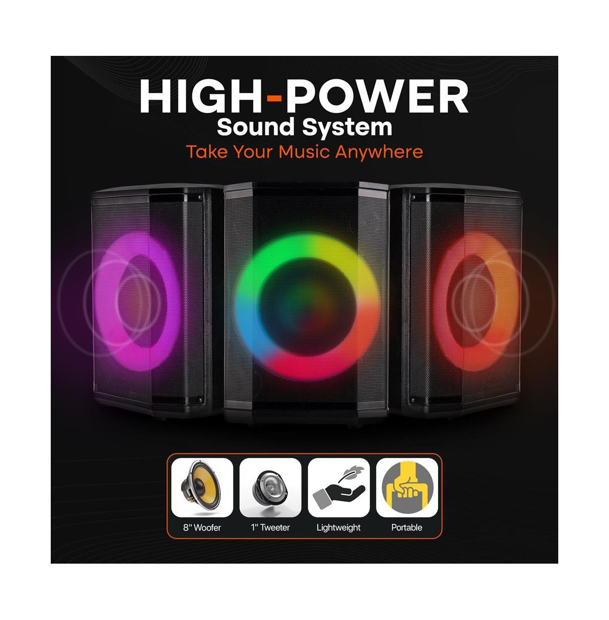 Pyle 8 True Wireless Portable Bluetooth Speaker with Tripod Stand (PPHP868ST)