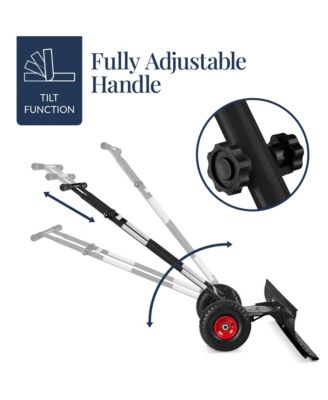 Adjustable Handle, Blade Angle, Reflective Tape 36in Hand Snow Pusher w/ 2 Wheels
