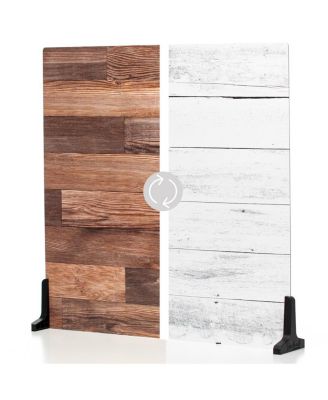 Duo Board - 24x24" Double Sided Surface Board, Whitewash/Hickory Planks