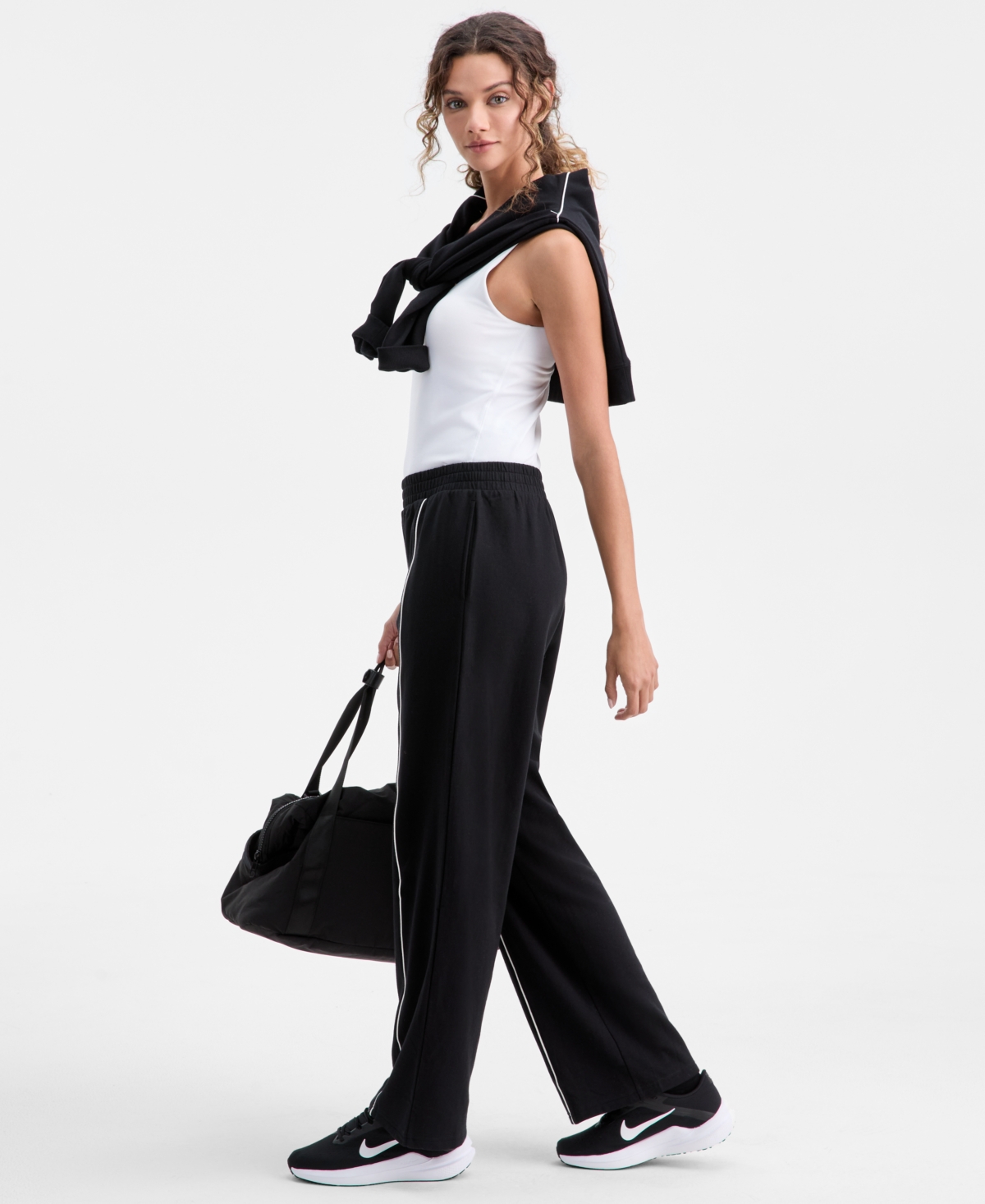 Id Ideology Women's Piping-Trim Fleece Pull-On Pants, Macy's Exclusive