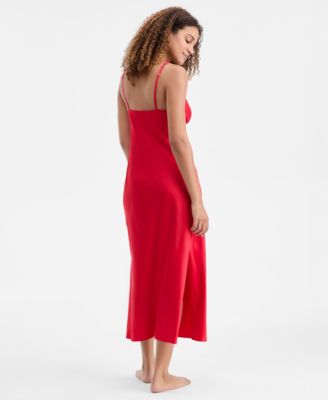 Women's Printed Lace Trim Satin Gown, Created for Macy's