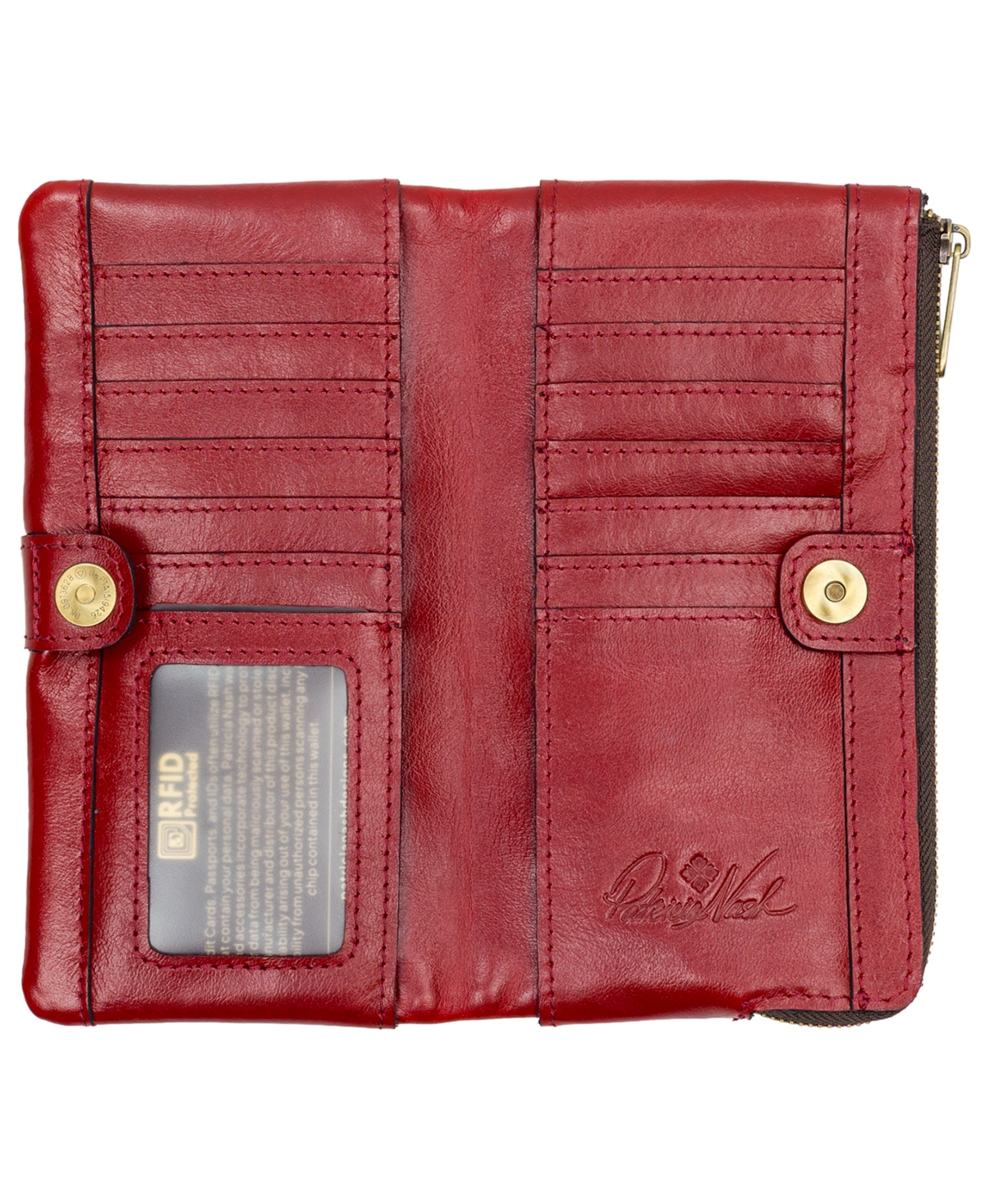 Patricia Nash Prassa Bark Leaves Textured Wallet In Red