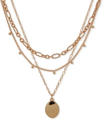 Nine West - Gold-Tone Triple-Row Cascading Necklace