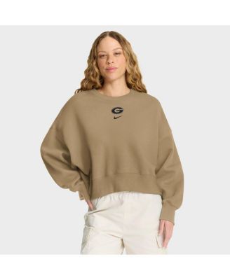 Women's Tan Georgia Bulldogs Oversized Phoenix 2-Hit Pullover Sweatshirt