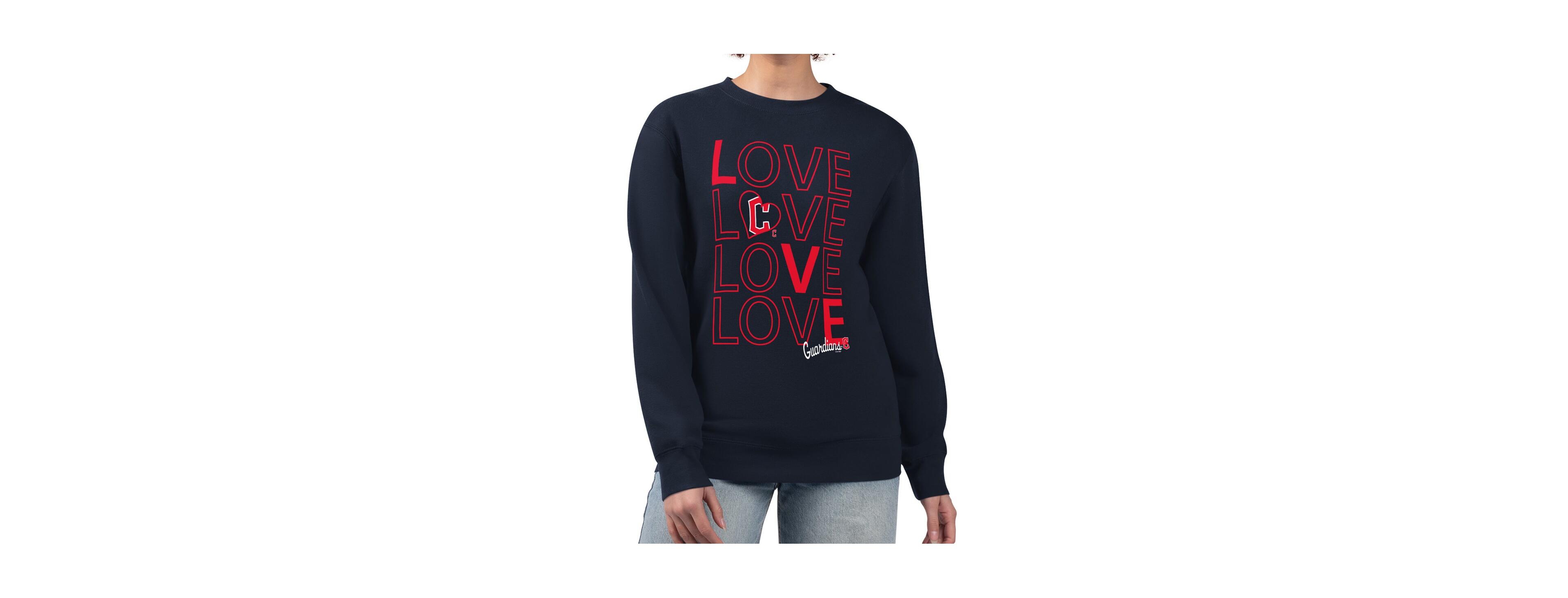 G-iii 4Her by Carl Banks Women's Navy Cleveland Guardians Love Team Logo Fleece Pullover Sweatshirt