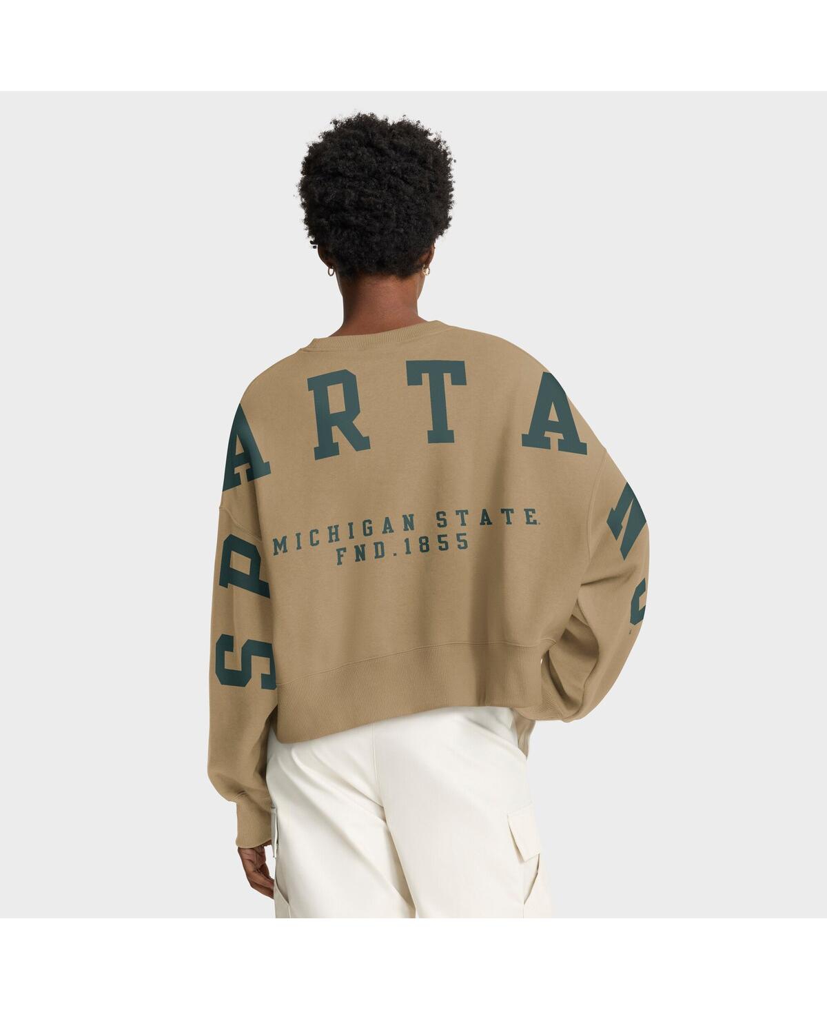 Nike Women's Tan Michigan State Spartans Oversized Phoenix 2-hit Pullover Sweatshirt In Brown