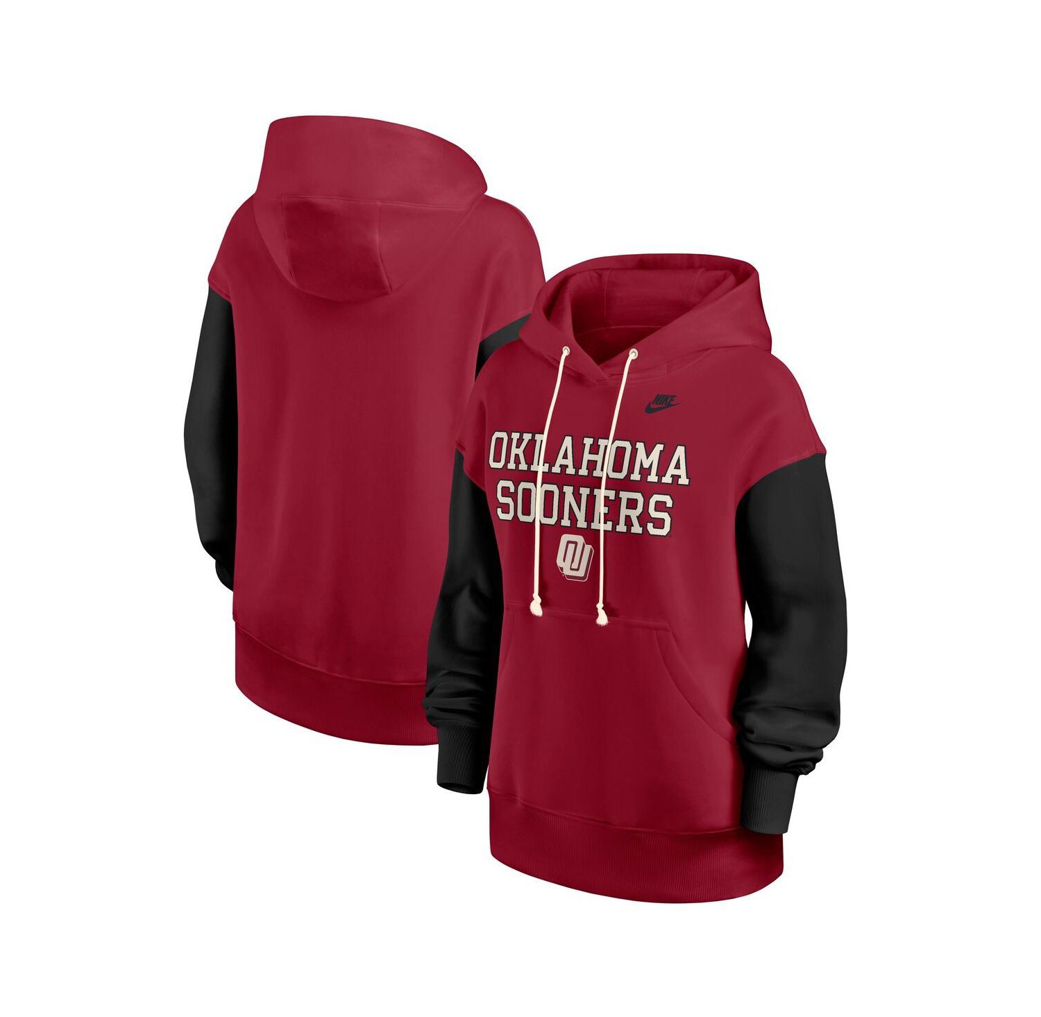Women's Crimson/Black Oklahoma Sooners Oversized Legacy Phoenix Pullover Hoodie