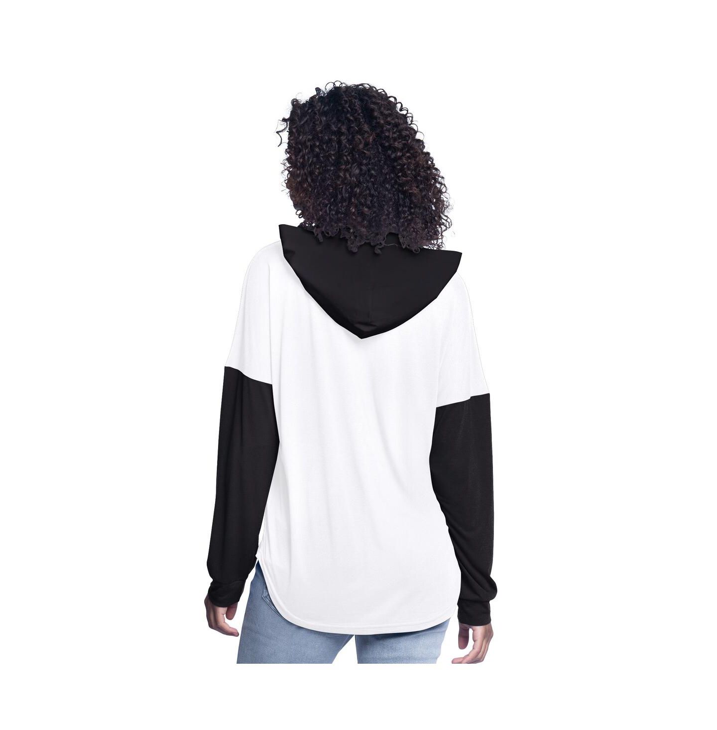 Женское худи G-III 4Her by Carl Banks White/Black William Byron Bench Player Oversized Long Sleeve V-Neck T-Shirt — фото 2