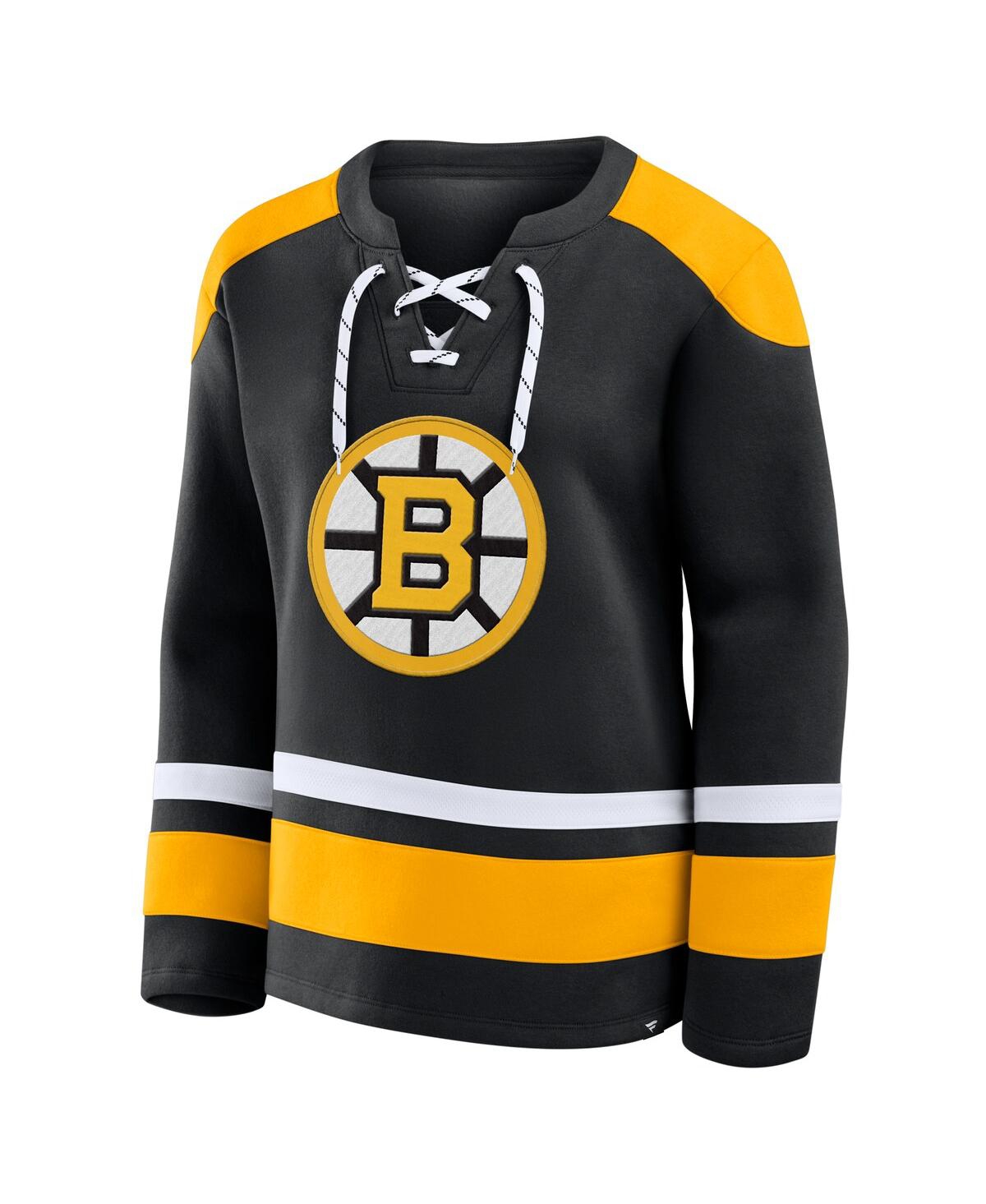 Fanatics Women's Black/Yellow Boston Bruins Icing Fleece Lace Up Sweatshirt