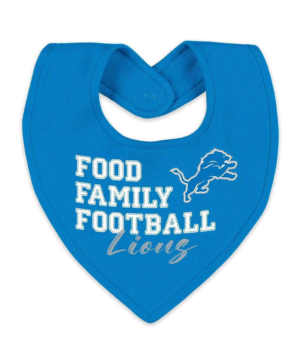 Wear by Erin Andrews Baby Boys and Girls Newborn Detroit Lions Sleep Play Full-Zip Sleeper Bib Set