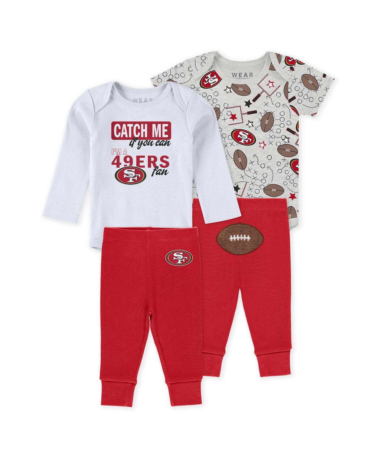 Wear By Erin Andrews Baby Boys And Girls Newborn 3-piece San Francisco 49ers Turn Me Around Bodysuits Pant Set In White