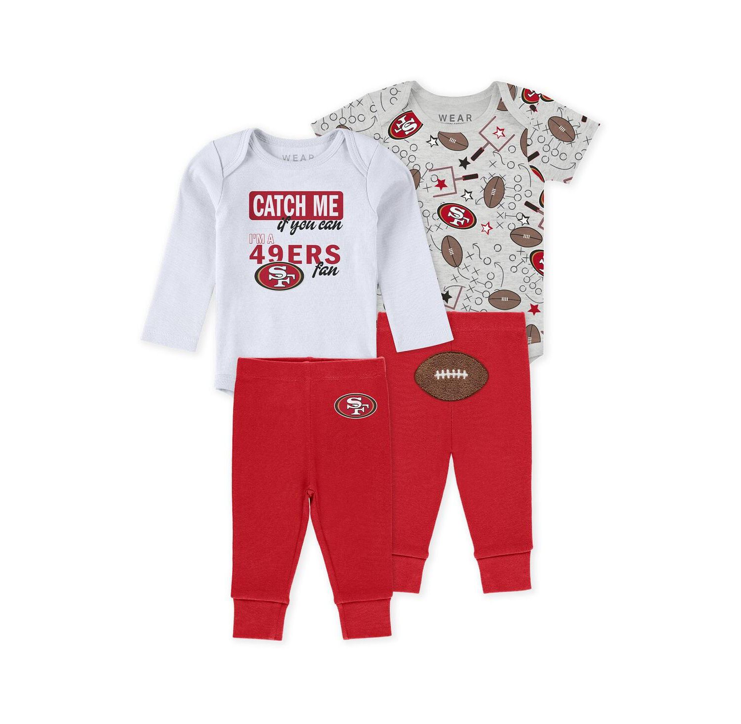 Baby Boys and Girls Newborn 3-Piece San Francisco 49ers Turn Me Around Bodysuits and Pant Set