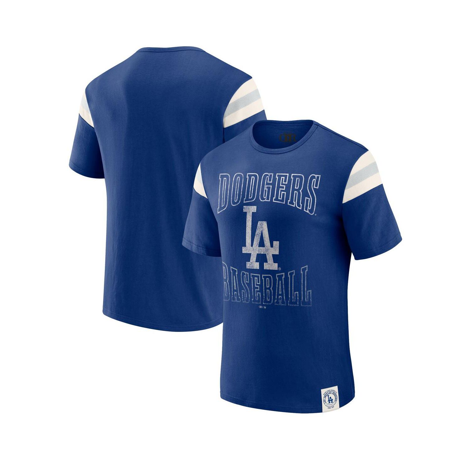 Darius Rucker Collection by Men's Royal Los Angeles Dodgers Distressed Sleeve Stripe T-Shirt