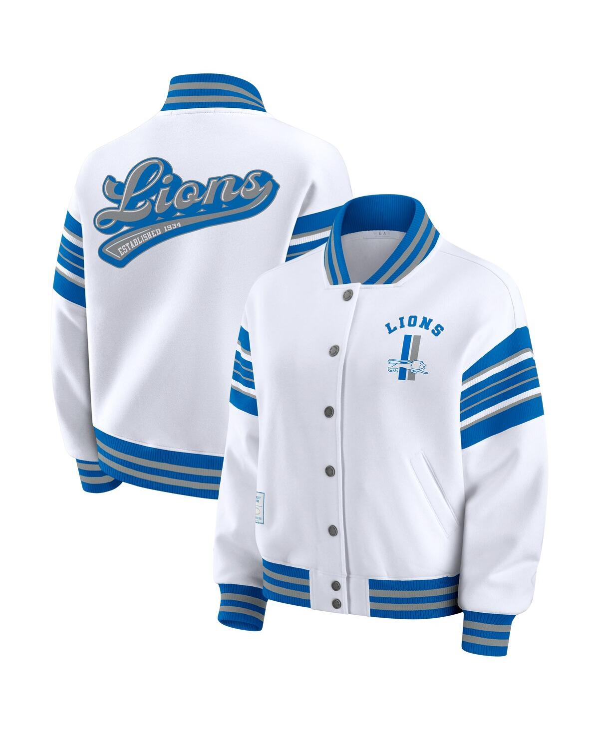 Wear By Erin Andrews Women's White Detroit Lions Plus Size Full-snap Fleece Sweatshirt Jacket In White