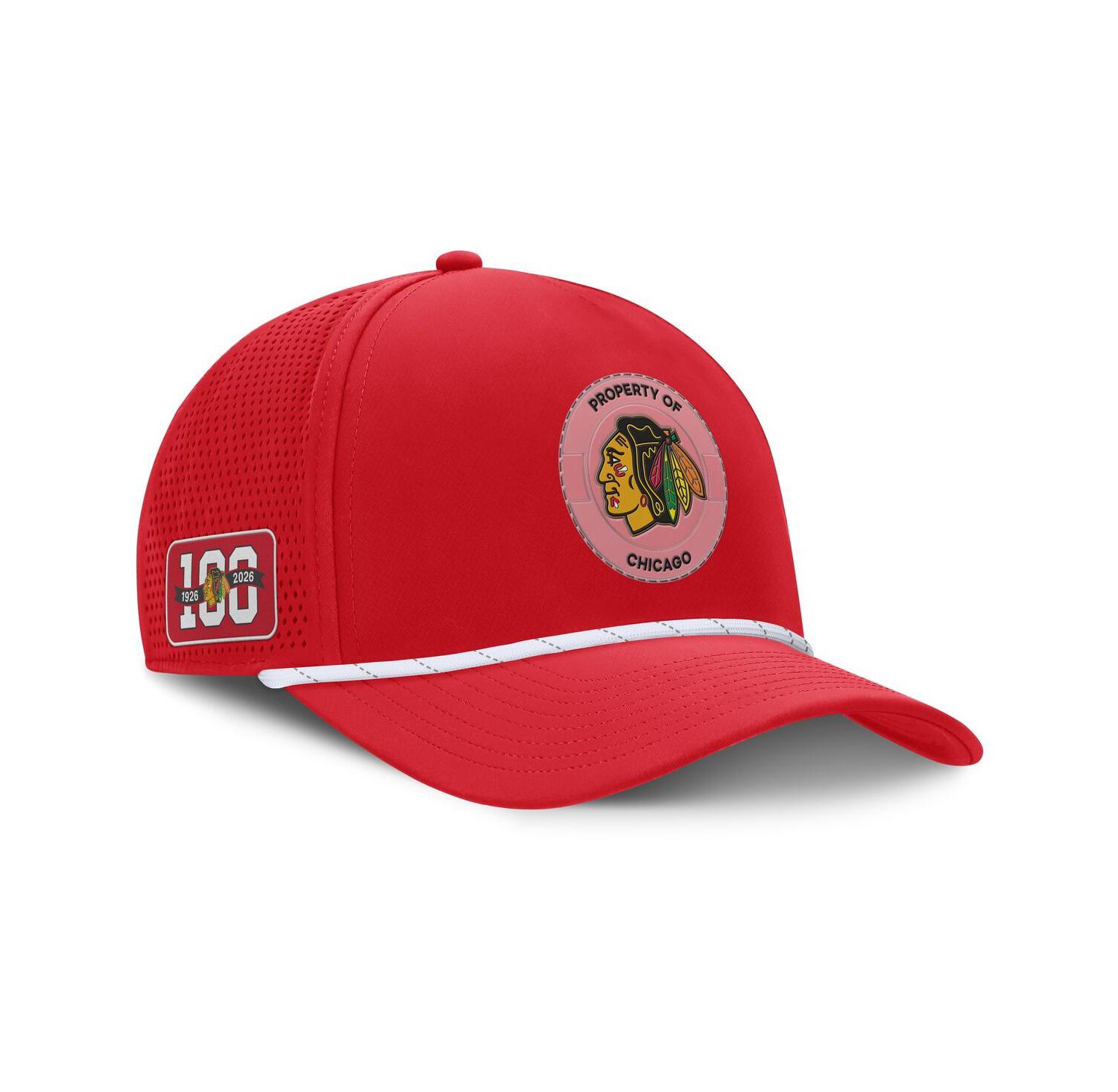 Men's Red Chicago Blackhawks Centennial Pinched Front Adjustable Hat