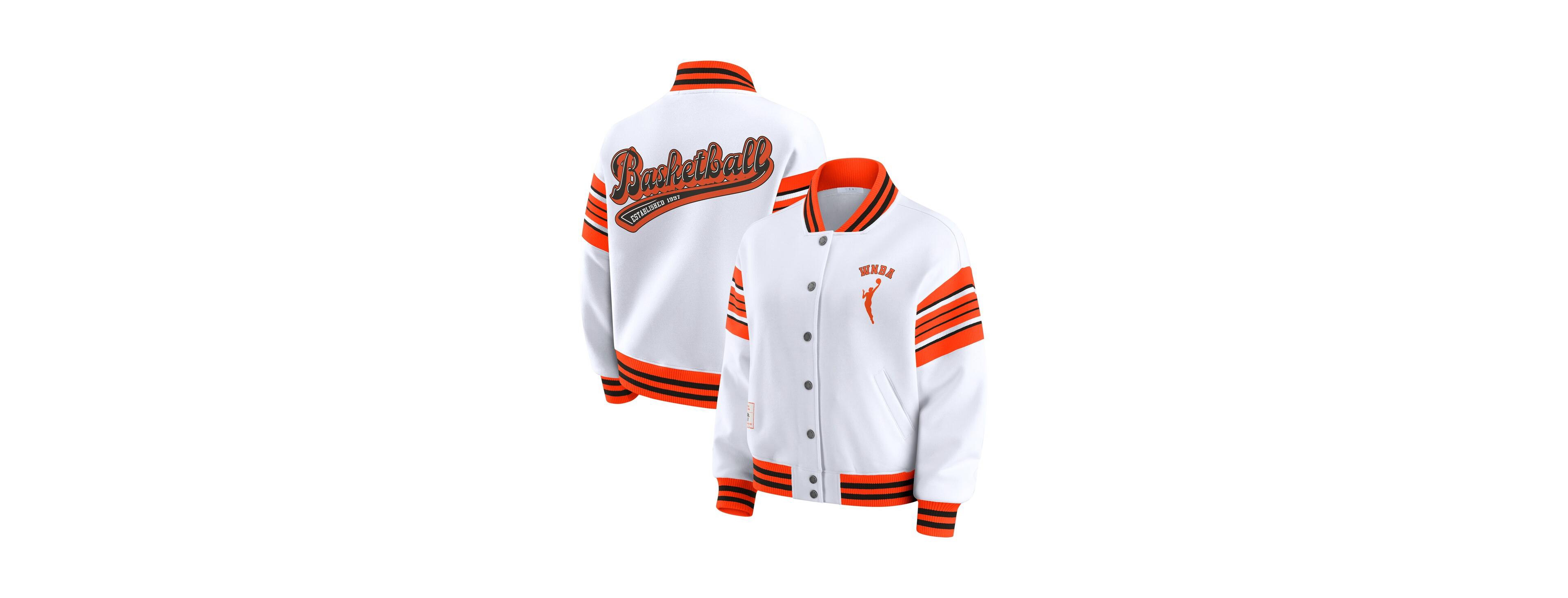 Wear by Erin Andrews Women's White/Orange Wnba Full-Snap Fleece Sweatshirt Jacket