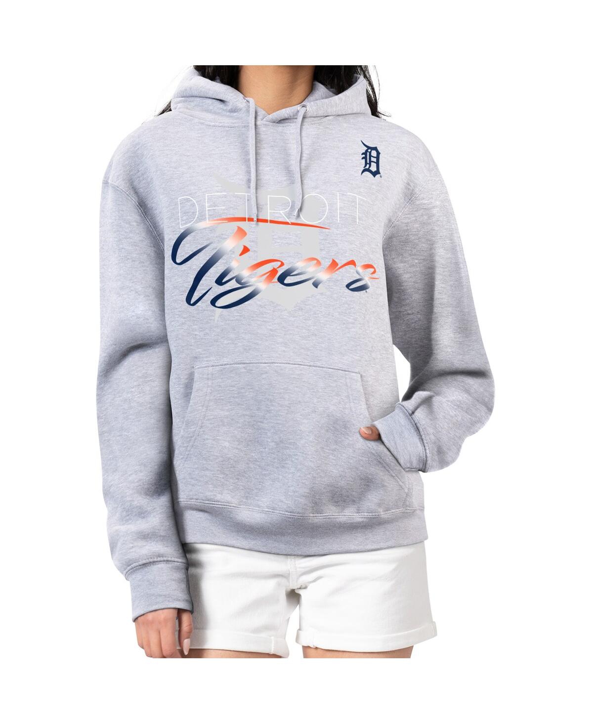 G-iii 4her By Carl Banks Women's Heather Gray Detroit Tigers Shadow Logo Graphic Pullover Hoodie In Gray