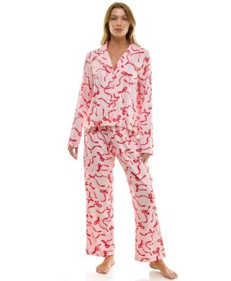 Women's Long Sleeve Top and Bottom 2-Piece Notch Collar Set