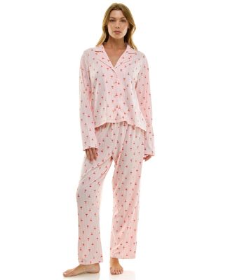 Women's Long Sleeve Top and Bottom 2-Piece Notch Collar Set