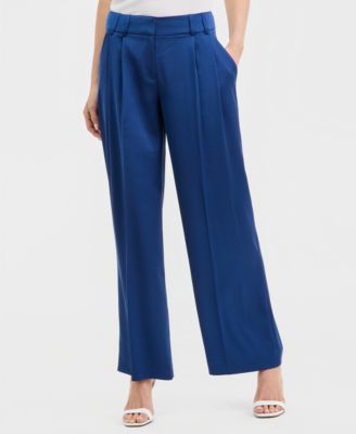 Women&#39;s Satin Pleat-Front Wide-Leg Pants
