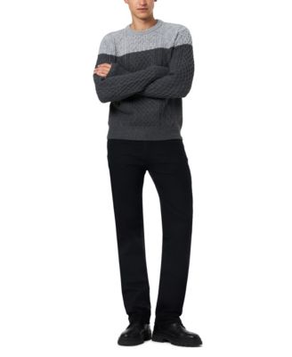 Men's Winter Color Block Cable Knit Sweater