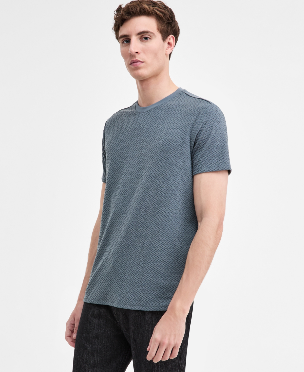 Guess Men's Blake Textured Crew Short-Sleeve Knit T-Shirt