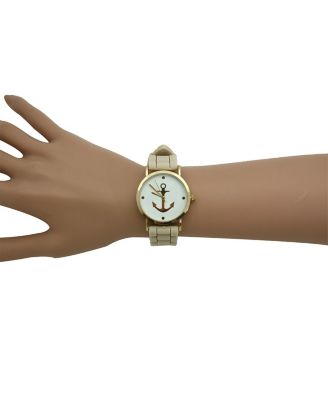 Cream Anchor Emblem Silicone Band Watch