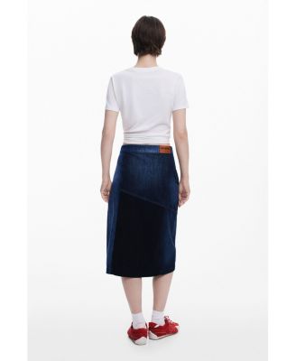 Women's Crossed denim midi skirt