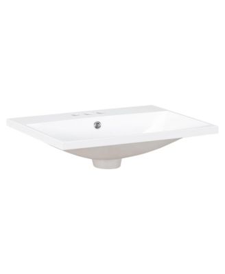 24" Bathroom Vanity Top Only with Basin, 3-Faucet Holes, 4" Faucet Compatible, Ceramic