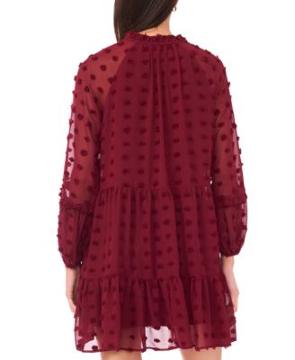 Women's Long Sleeve V-Neck Tiered Babydoll Dress