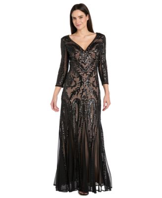 R & M Richards - Petite Beaded V-Neck Dress