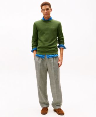 Men's Textured Cotton Crewneck Sweater