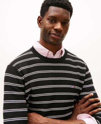Men's Textured Cotton Crewneck Sweater