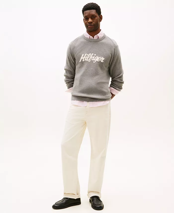 Men's Crewneck Logo Intarsia Graphic Sweater - thumbnail 2