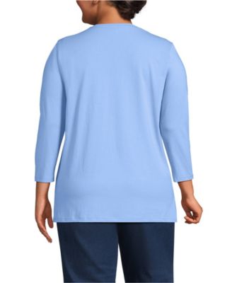 Plus Size 3/4 Sleeve Cotton Supima Tunic Top