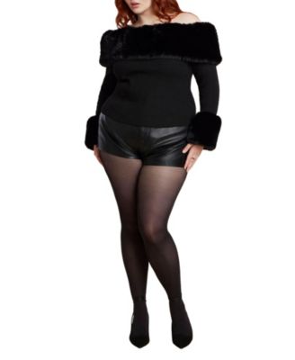 Women's Plus Size Mini Faux Leather Short