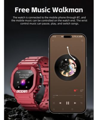 Outdoor sports wristband 1.75-inch full touch screen Bluetooth call flashlight SOS compass -Red