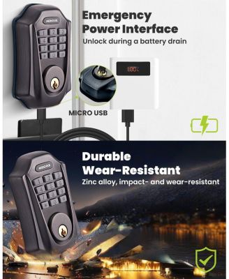 Keyless-Entry Smartphone Bluetooth Deadbolt Smart Lock with Touch Keypad, Auto-Lock, IP54 Waterproof, Venetian Bronze