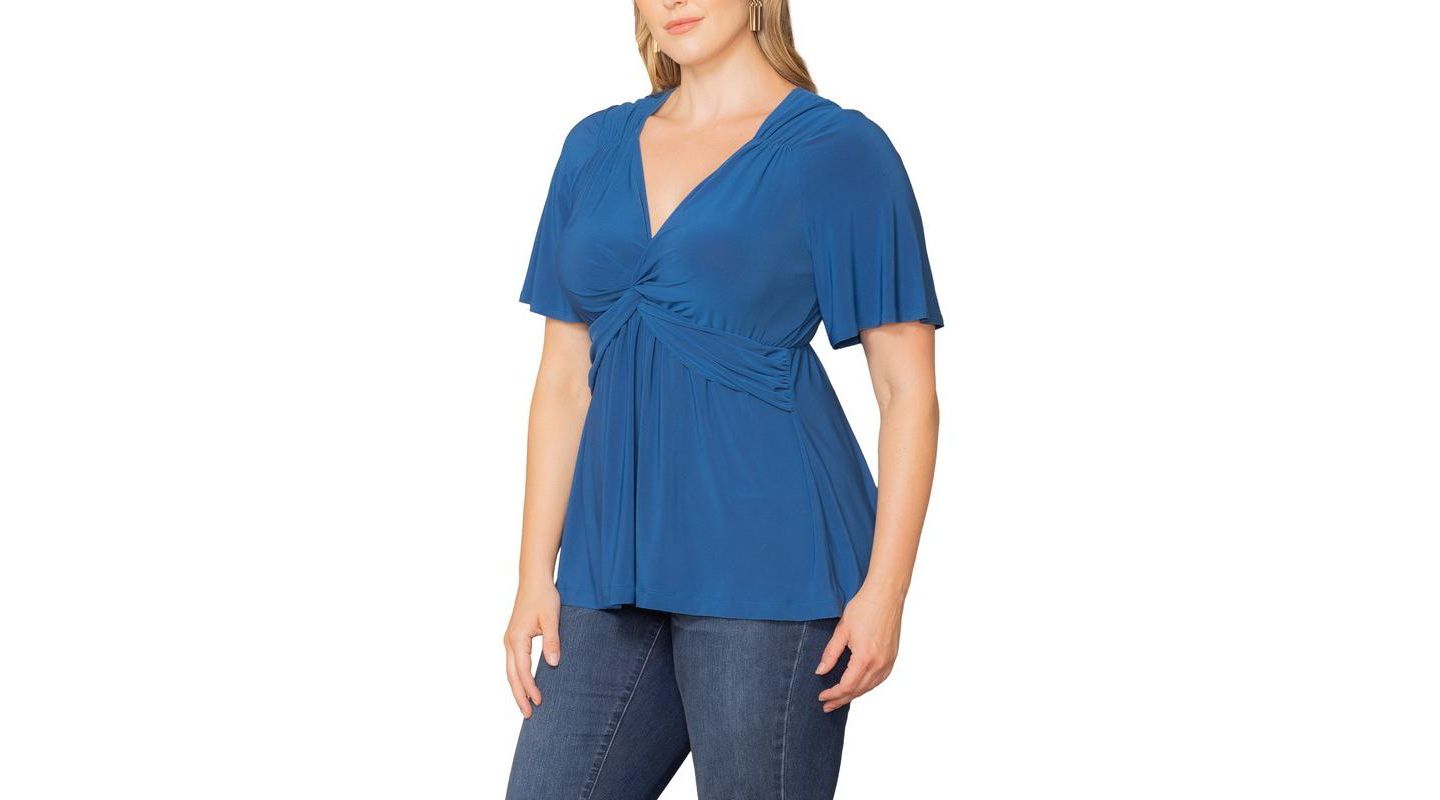Женский топ Kiyonna Plus Size Abby Twist Front Top, цвет: Синий, вариант 1 — фото 4