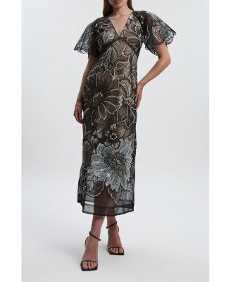 Women's Sequin Organdie Woven Maxi Dress