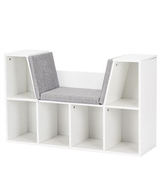 6 Cubby Kid Storage Cabinet Cushioned Bookcase Multi-Purpose Reading Shelf