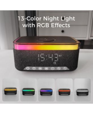 10W Bluetooth Stereo Speaker-Alarm Clock, Wireless Charging, RGB light