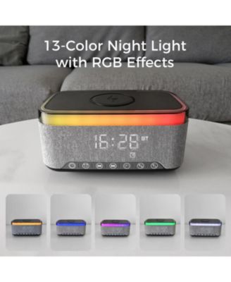 10W Bluetooth Stereo Speaker-Alarm Clock, Wireless Charging, RGB light
