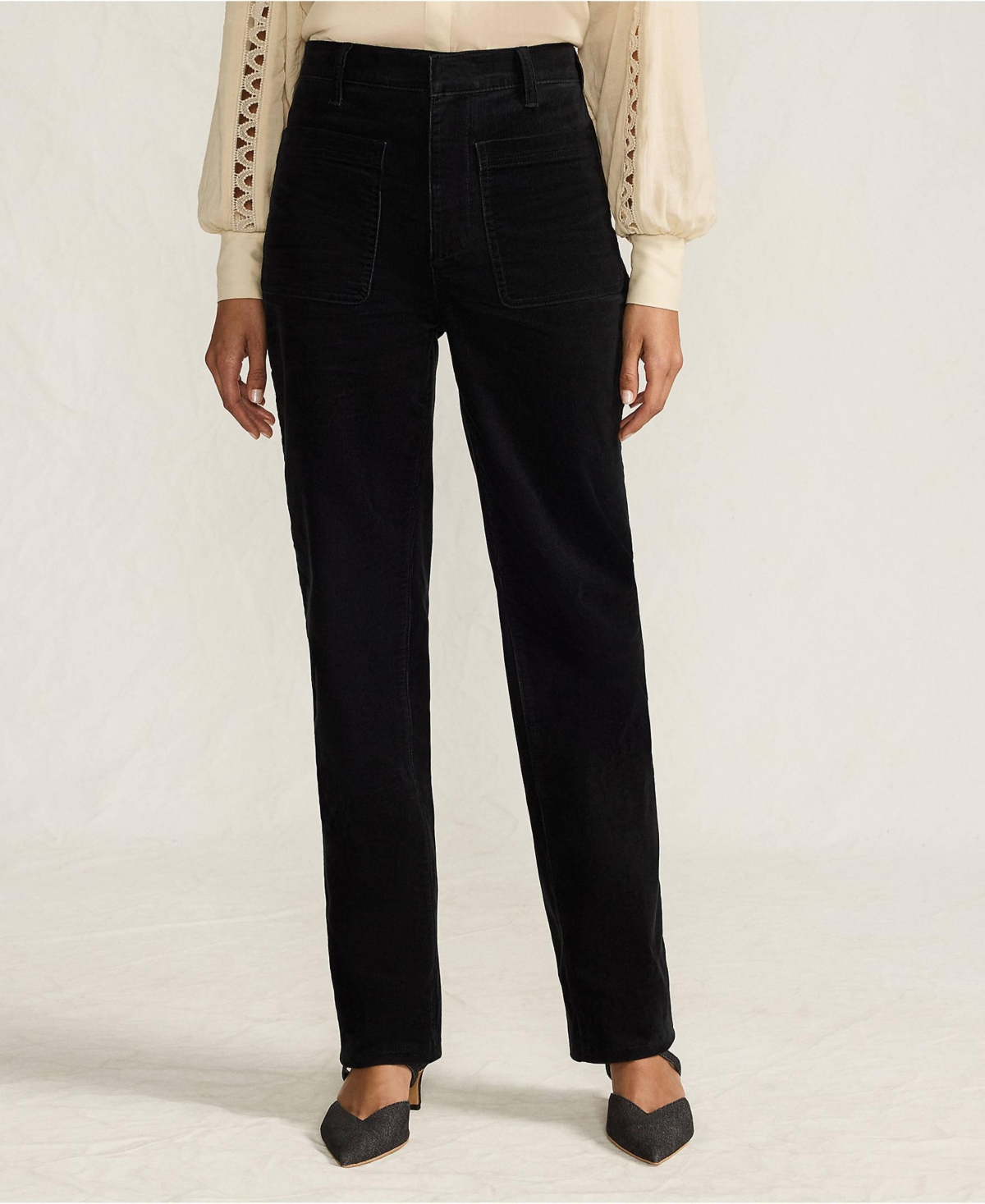 Lands' End Women's Tall Corduroy High Rise Rail Straight Leg Pants