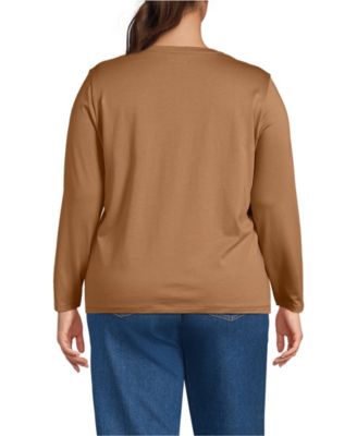 Plus Size Supima Cotton Long Sleeve Crewneck T-Shirt