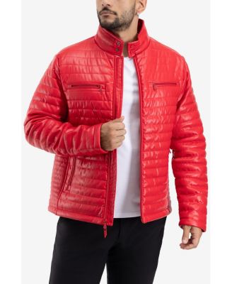 Men's PU Quilted Jacket With Faux Shearling Lining
