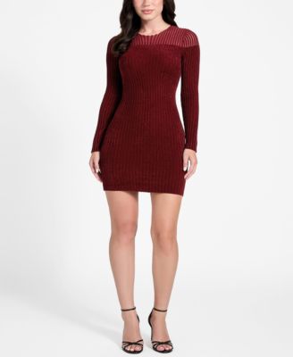 GUESS - Women's Rowena Long Sleeve Rib Chenille Dress